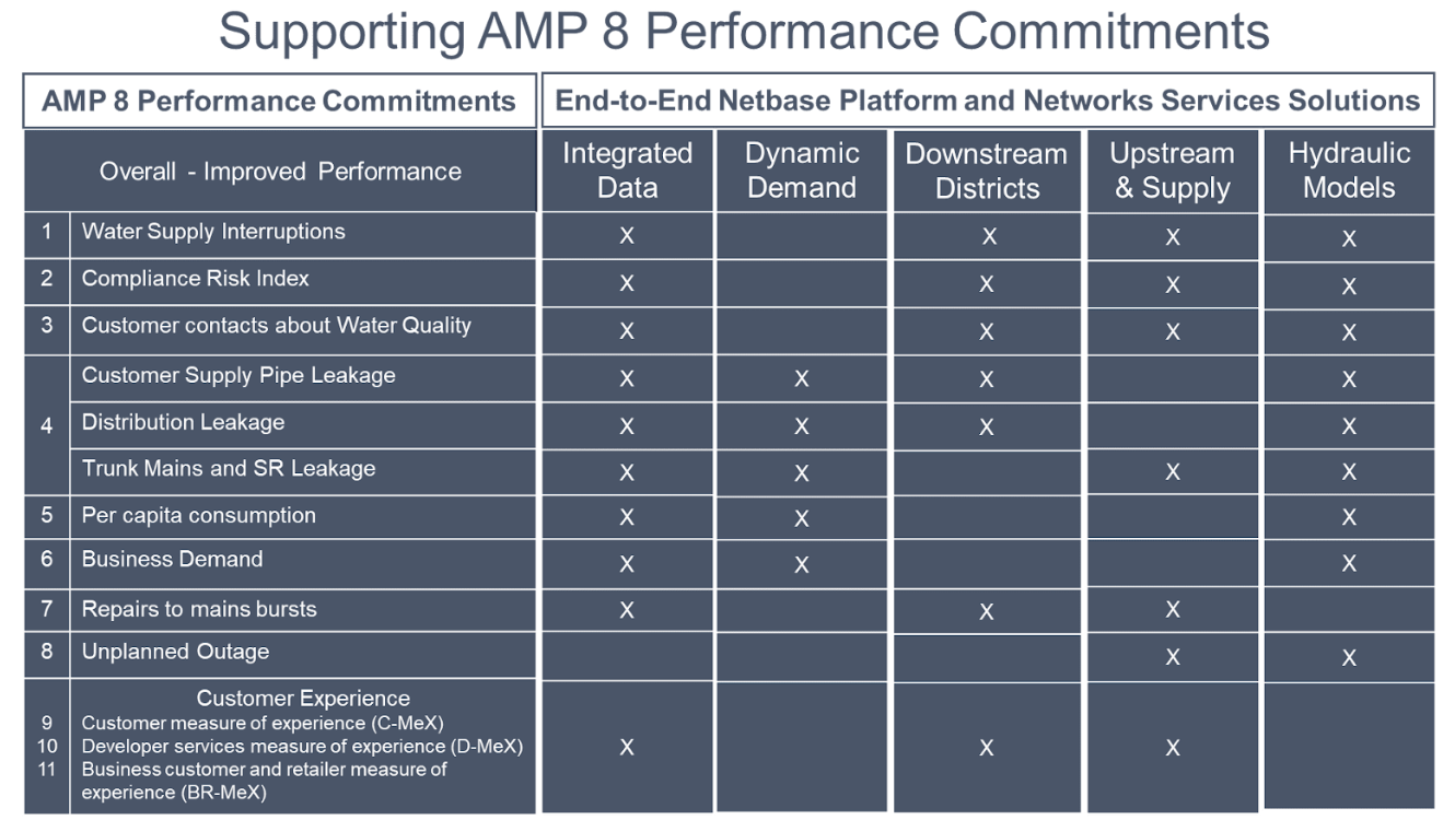 Supporting AMP 8 performance commitments from end-to-end Netbase platform and networks service solutions 